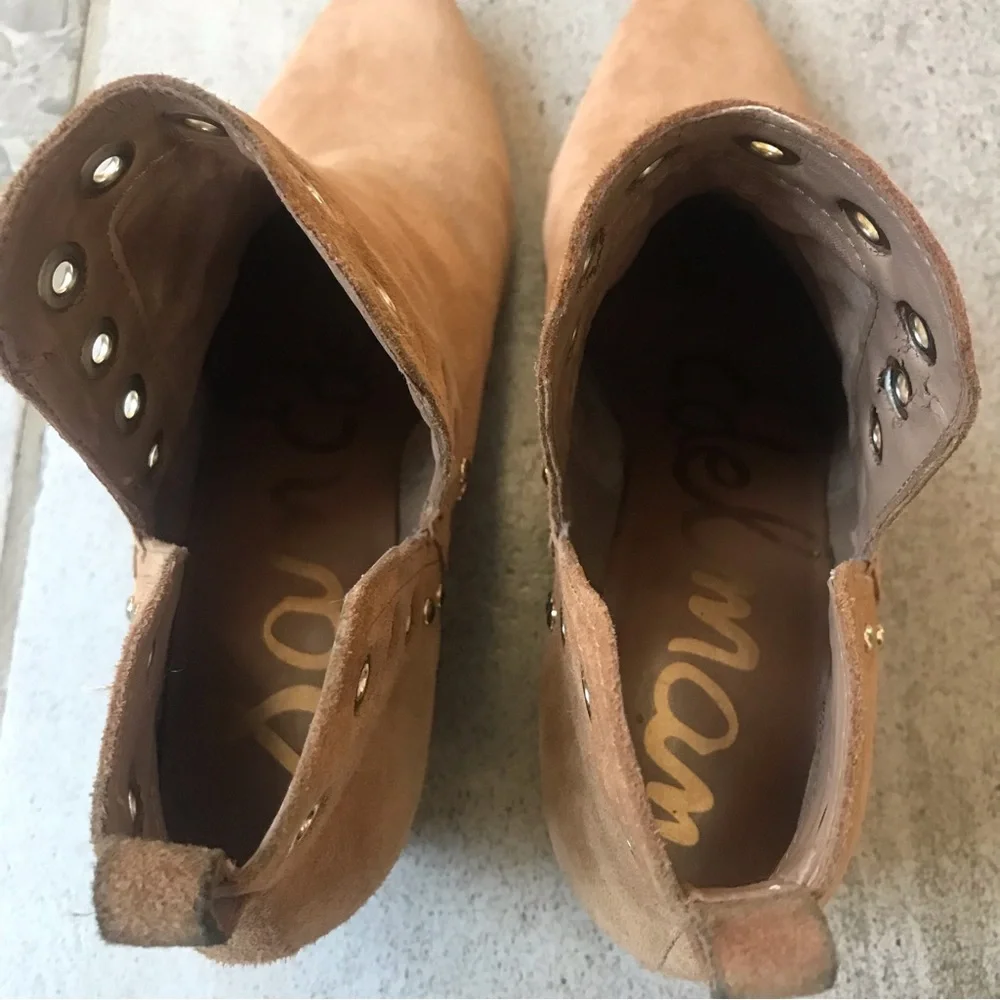 Sam Edelman Rubin Tan Brown Suede Grommet Booties, Size 9.5 Women.
